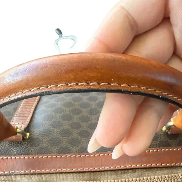 Celine Macadam Boston Bag Vintage Brown 2 Handle Classic Monogram Purse Handbag - Picture 14 of 16